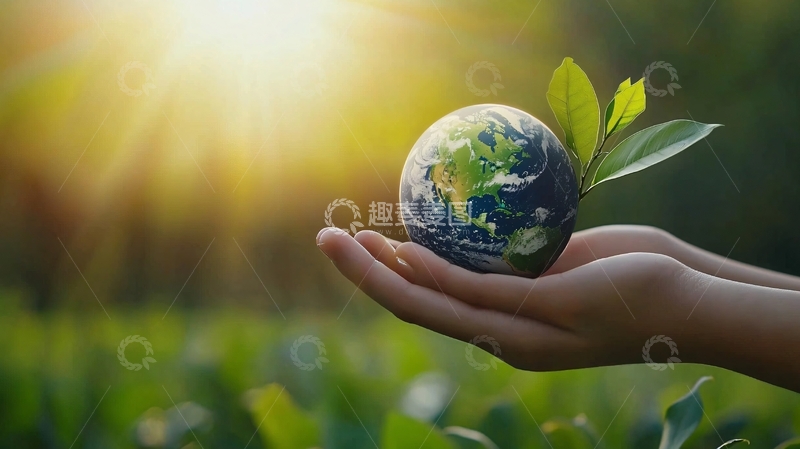 高清大图下载【趣麦麦图】双手托起地球绿芽