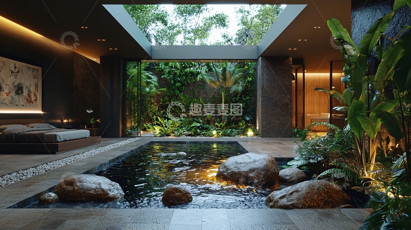 高清大图下载【趣麦麦图】室内热带绿植水景