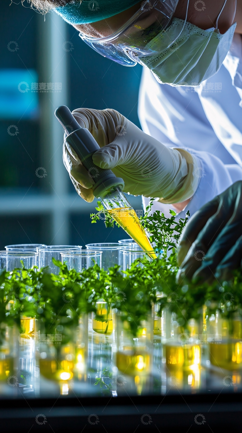 高清大图下载【趣麦麦图】科学家在实验室研究植物