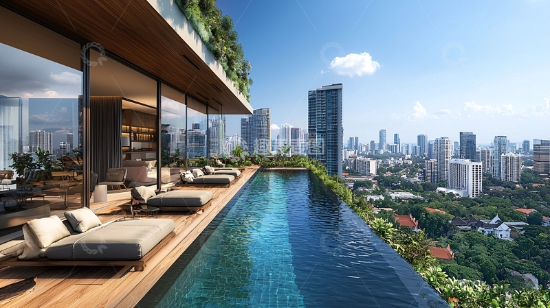 高清大图下载【趣麦麦图】高层建筑无边泳池景观