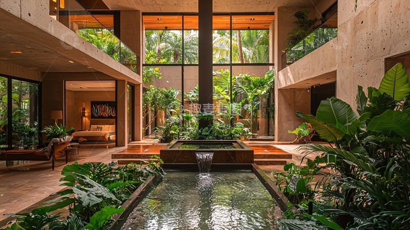 高清大图下载【趣麦麦图】室内热带植物庭院景观