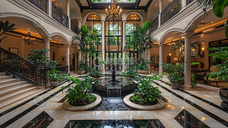 高清大图下载【趣麦麦图】豪华别墅室内庭院