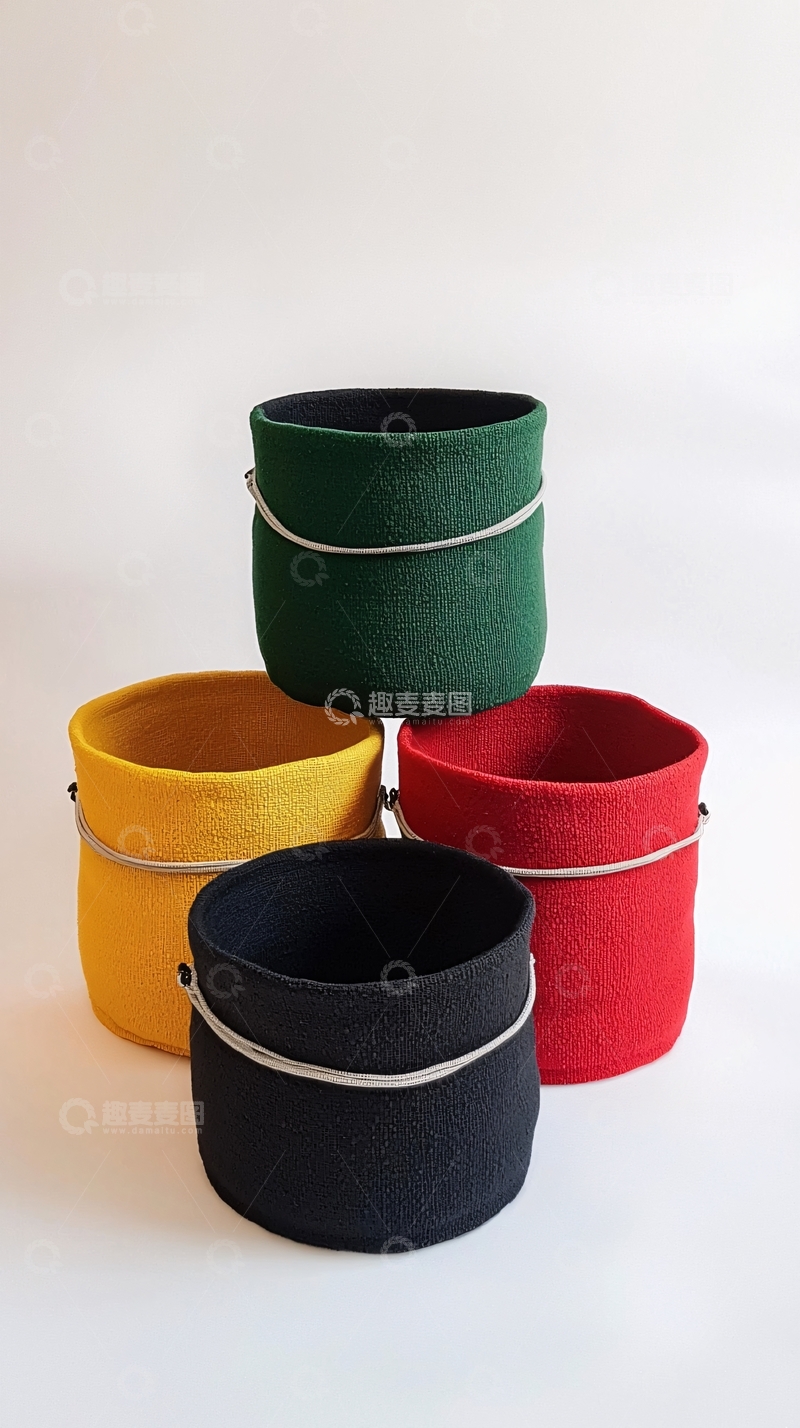 高清大图下载【趣麦麦图】彩色羊毛毡收纳桶