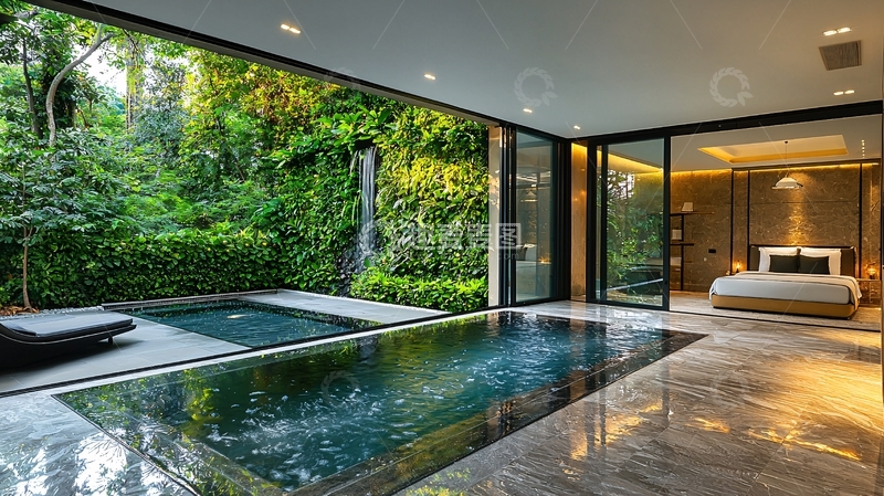 高清大图下载【趣麦麦图】现代别墅泳池景观