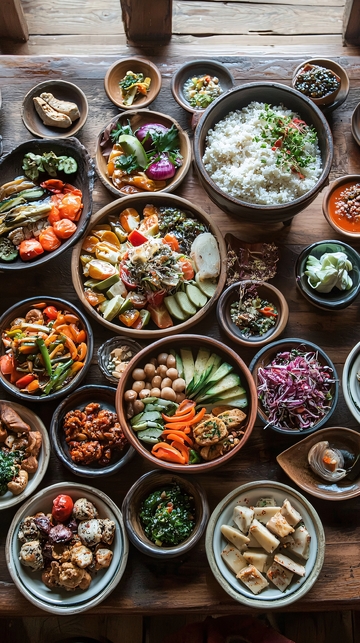 丰盛的亚洲素食料理