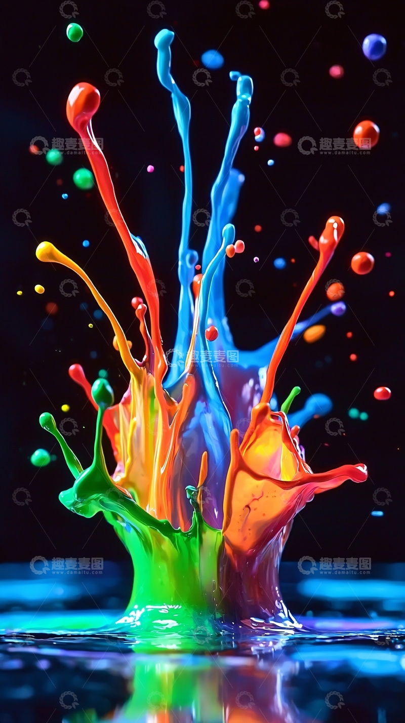 高清大图下载【趣麦麦图】彩色油漆飞溅