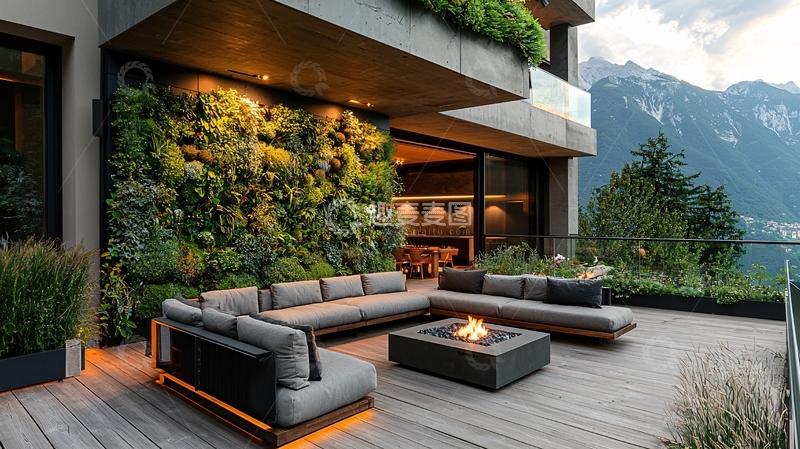 高清大图下载【趣麦麦图】豪华阳台绿植山景