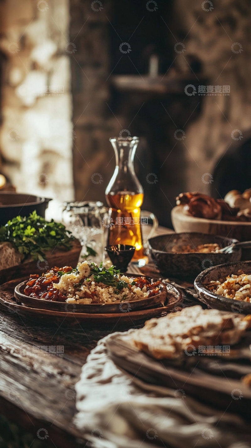 高清大图下载【趣麦麦图】中世纪风格的丰盛食物