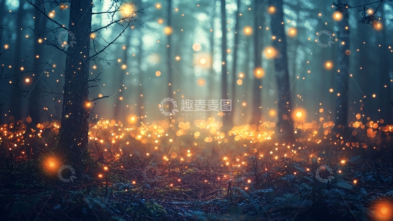 高清大图下载【趣麦麦图】梦幻森林萤火虫