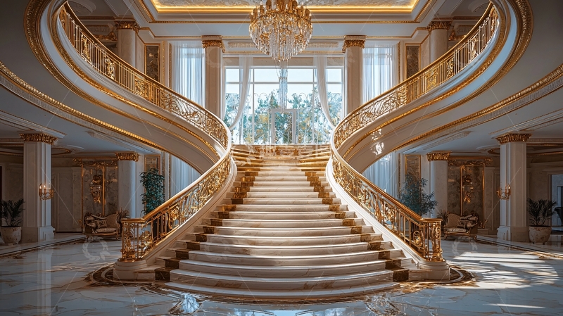 高清大图下载【趣麦麦图】奢华欧式双螺旋楼梯