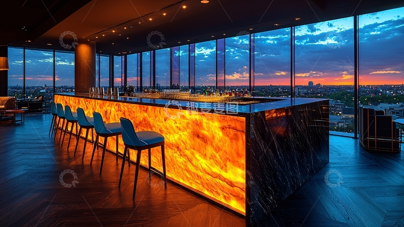 高清大图下载【趣麦麦图】高层酒吧夜景