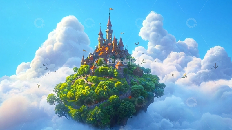 高清大图下载【趣麦麦图】云端城堡