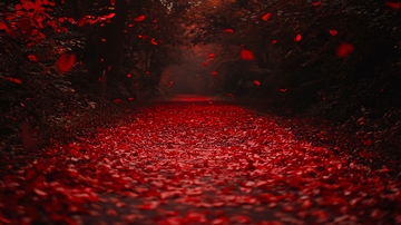 暗红花瓣小路