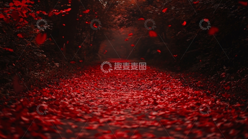 高清大图下载【趣麦麦图】暗红花瓣小路