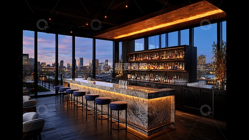 高清大图下载【趣麦麦图】高档酒吧夜景城市景观