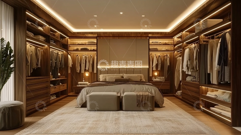 高清大图下载【趣麦麦图】现代奢华卧室衣帽间