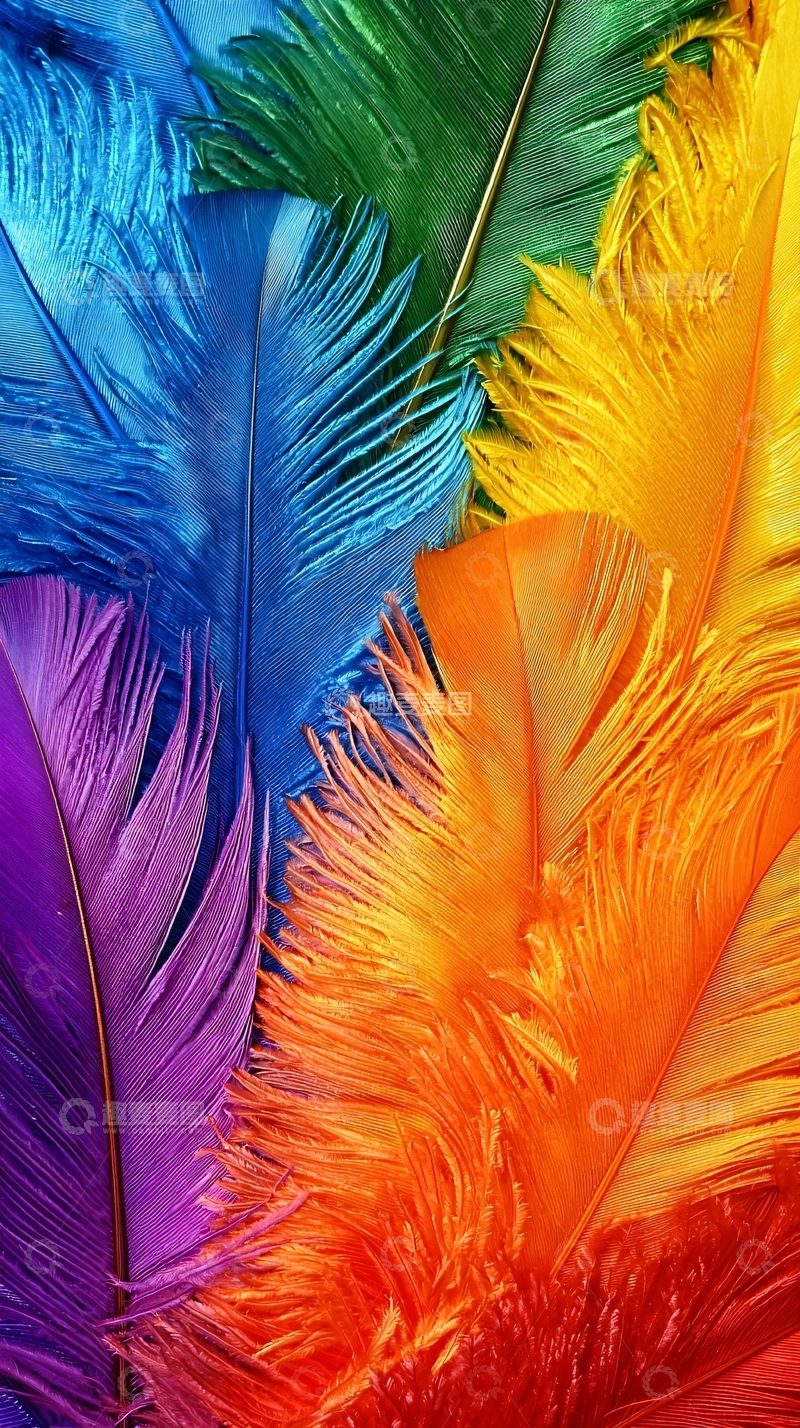 高清大图下载【趣麦麦图】彩色羽毛背景