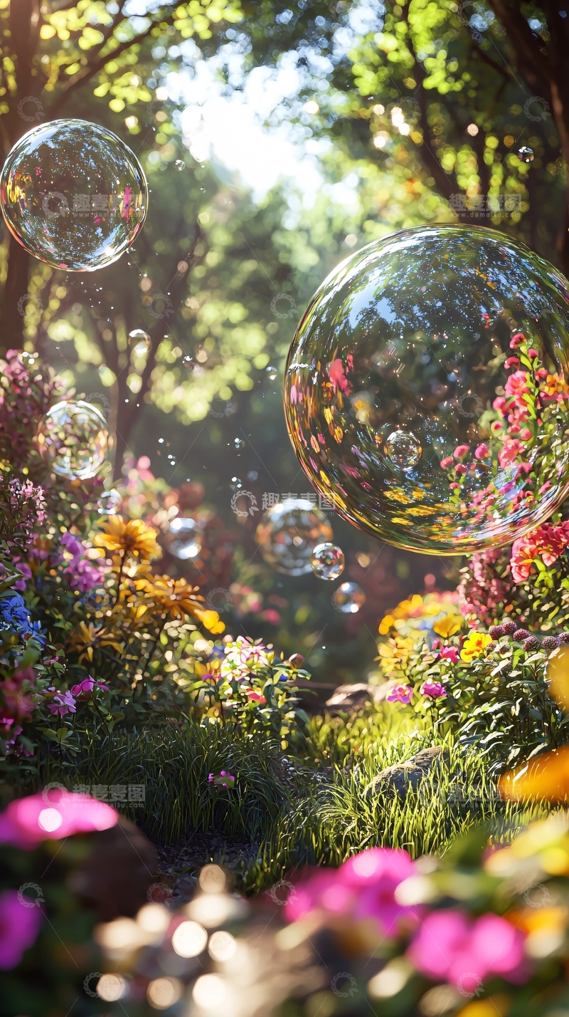 高清大图下载【趣麦麦图】阳光下的泡泡花园