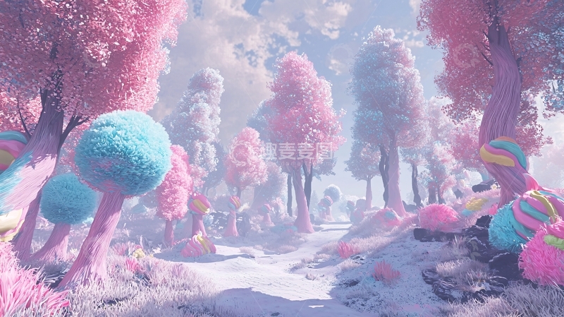 高清大图下载【趣麦麦图】梦幻糖果色森林