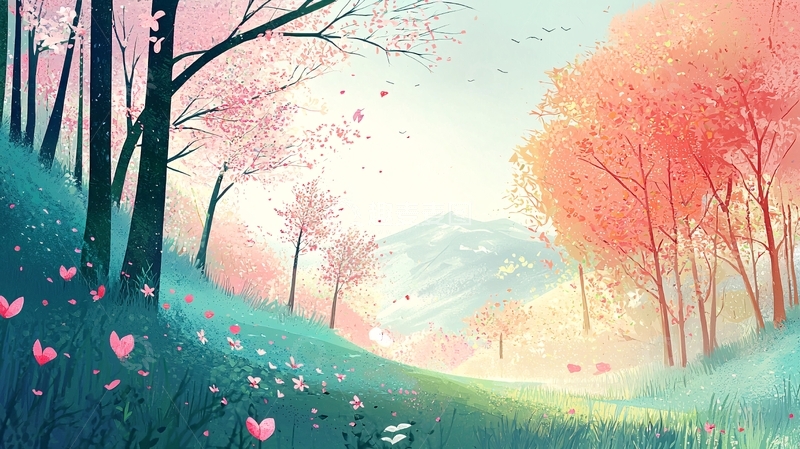 高清大图下载【趣麦麦图】梦幻森林春日景色