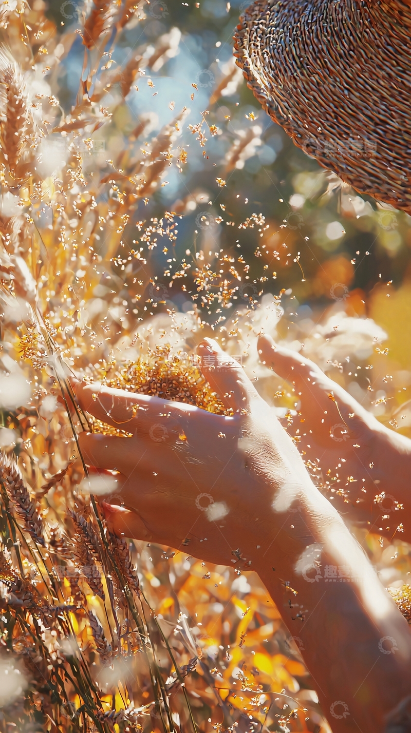 高清大图下载【趣麦麦图】阳光洒在手中麦穗