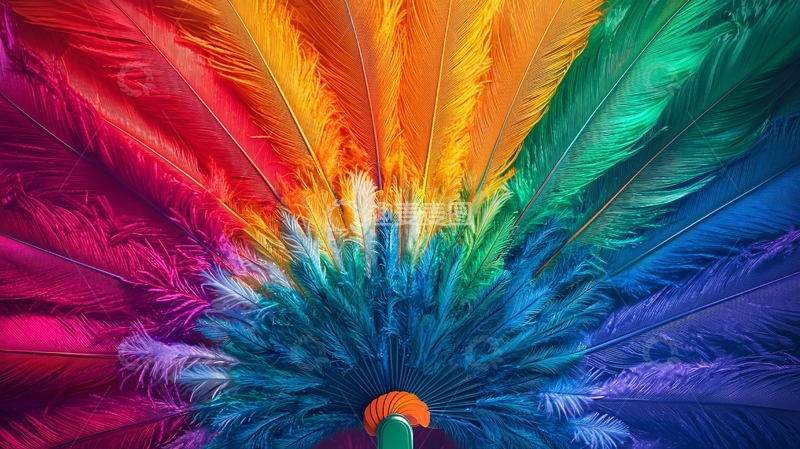 高清大图下载【趣麦麦图】彩色羽毛扇