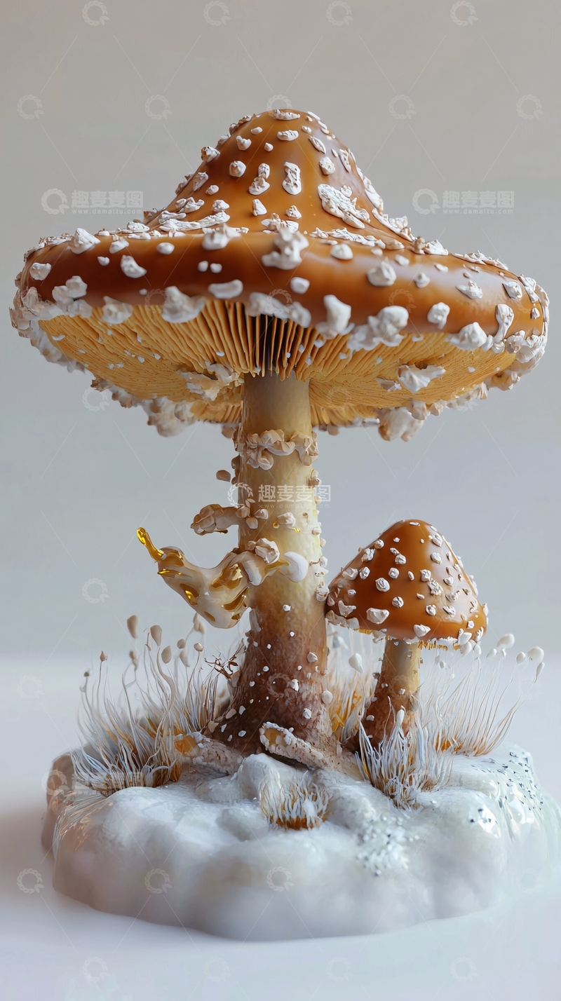 高清大图下载【趣麦麦图】棕色带白点的蘑菇雕塑