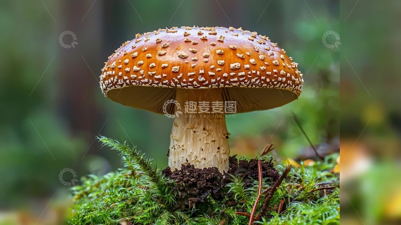 高清大图下载【趣麦麦图】棕色带白点的蘑菇