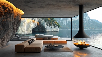 现代简约湖景客厅