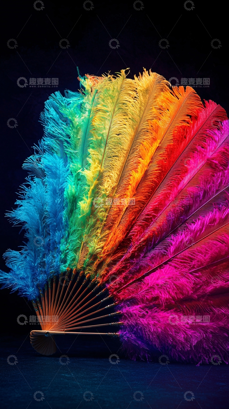 高清大图下载【趣麦麦图】彩虹羽毛扇