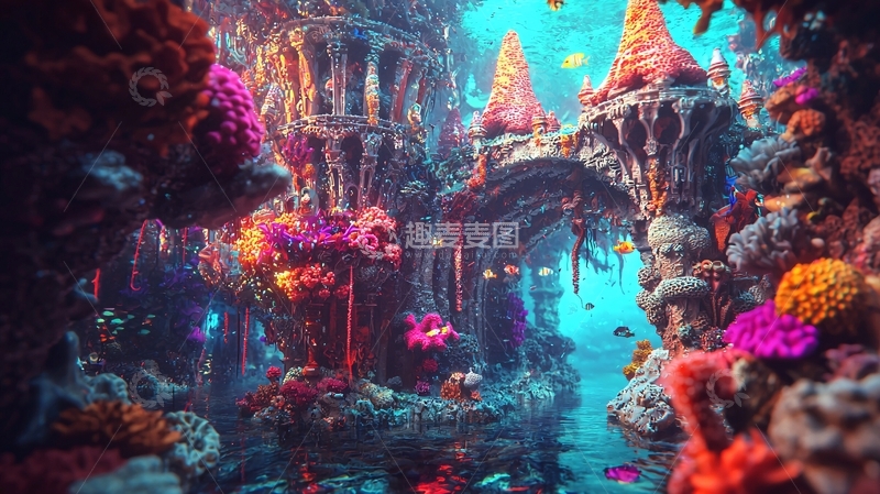 高清大图下载【趣麦麦图】海底珊瑚城堡