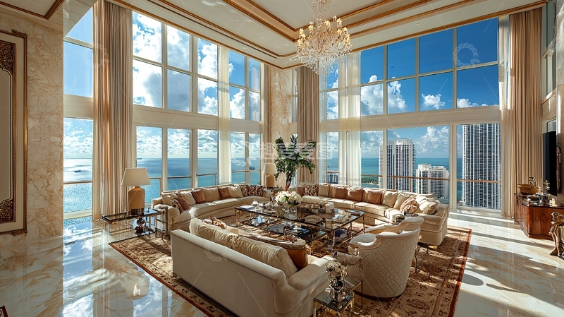 高清大图下载【趣麦麦图】豪华海景房客厅