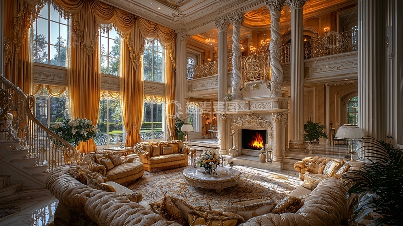 高清大图下载【趣麦麦图】豪华古典客厅