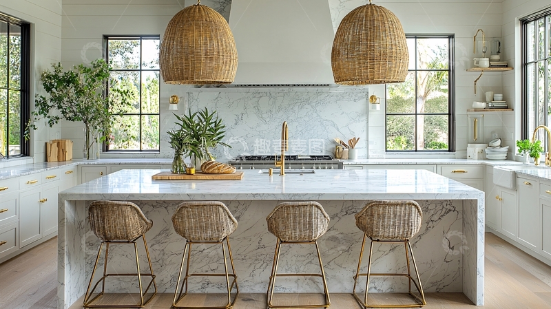 高清大图下载【趣麦麦图】白色厨房岛台