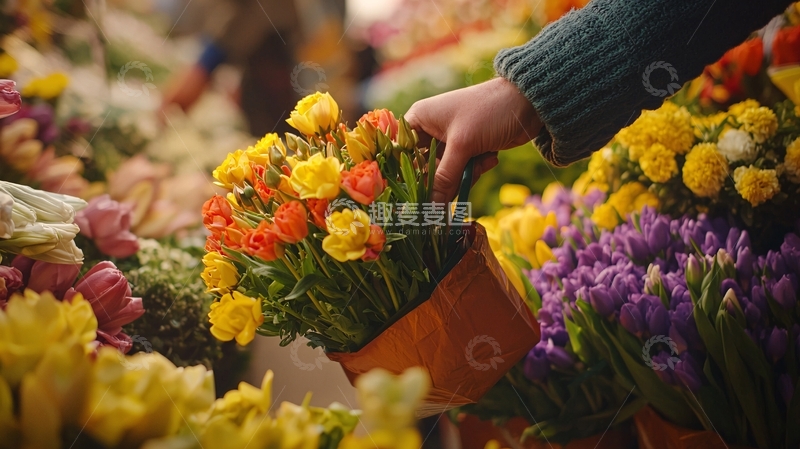 高清大图下载【趣麦麦图】挑选鲜花