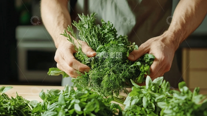 高清大图下载【趣麦麦图】双手捧着新鲜香草
