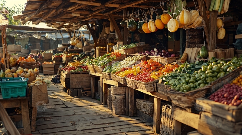 高清大图下载【趣麦麦图】户外农贸市场水果蔬菜