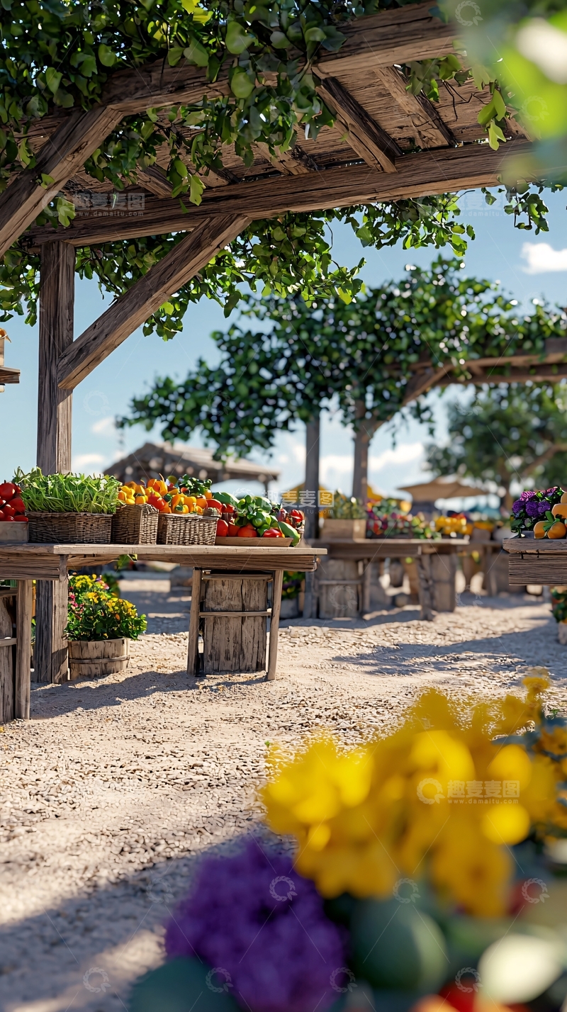 高清大图下载【趣麦麦图】阳光下的乡村集市