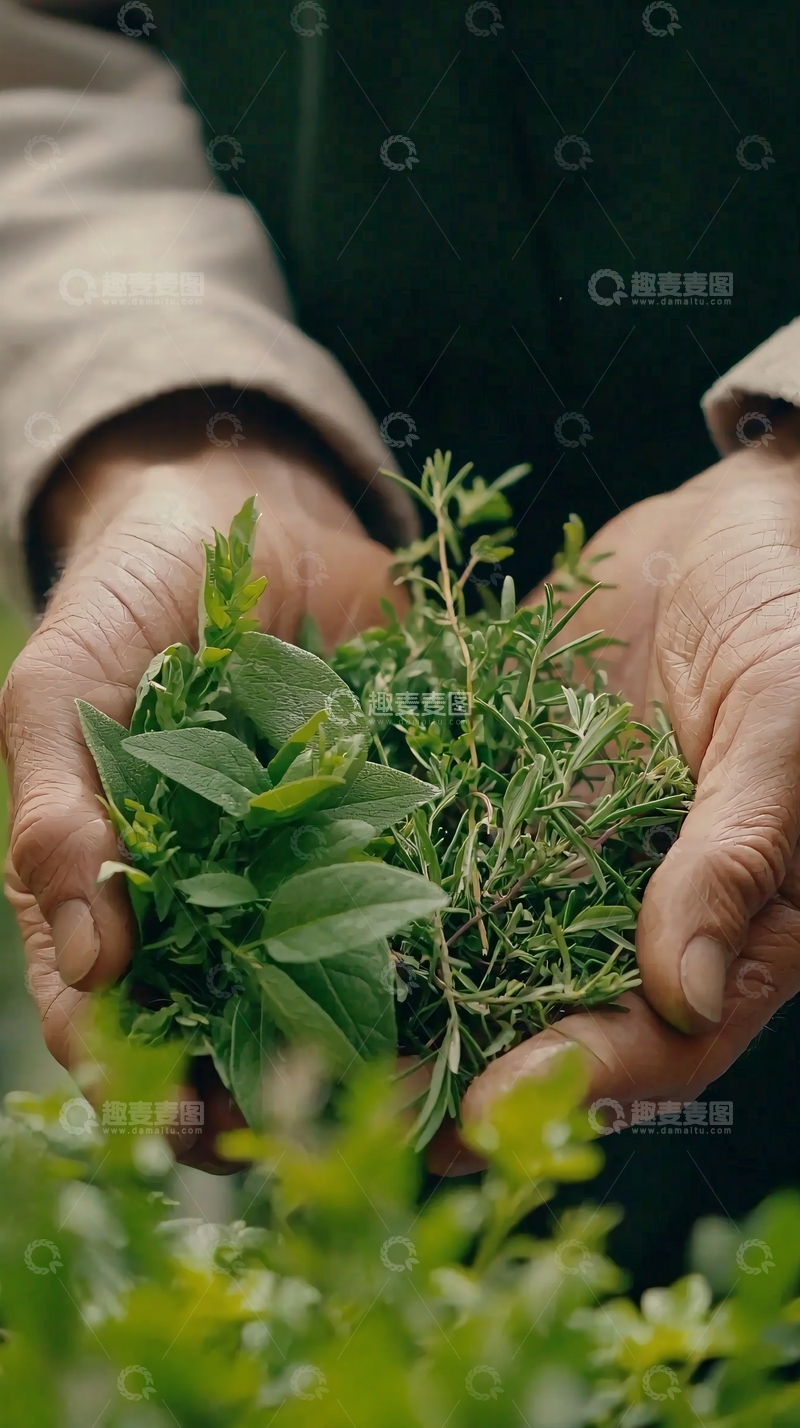 高清大图下载【趣麦麦图】双手捧着新鲜香草