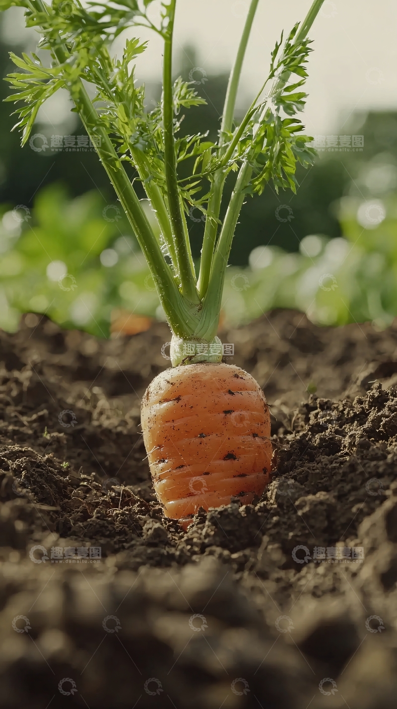 高清大图下载【趣麦麦图】新鲜胡萝卜田间生长特写