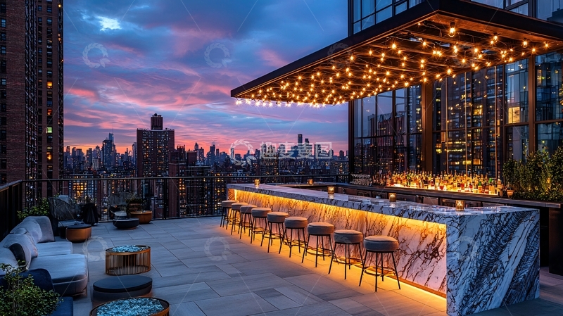 高清大图下载【趣麦麦图】纽约屋顶酒吧夜景