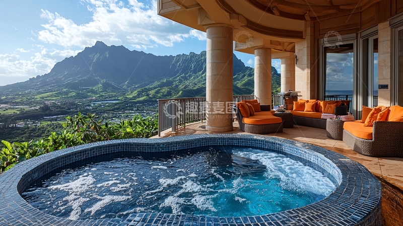 高清大图下载【趣麦麦图】度假村带按摩浴缸的阳台