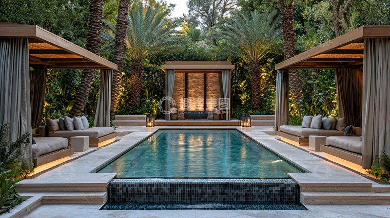 高清大图下载【趣麦麦图】奢华庭院泳池设计