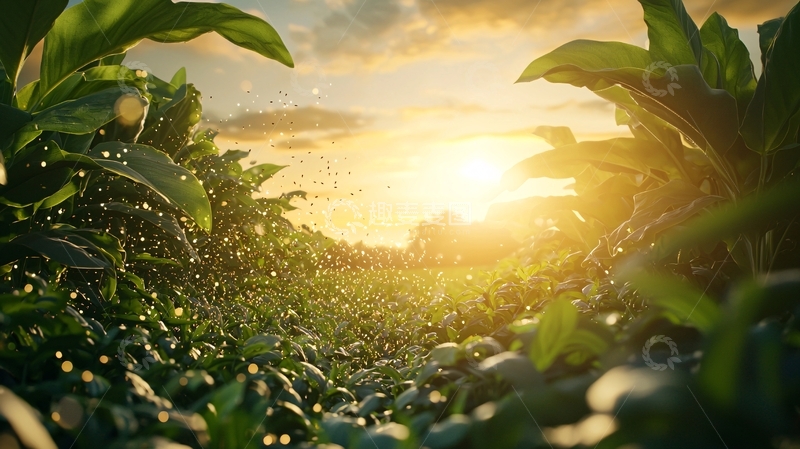 高清大图下载【趣麦麦图】日出农田雨后清新