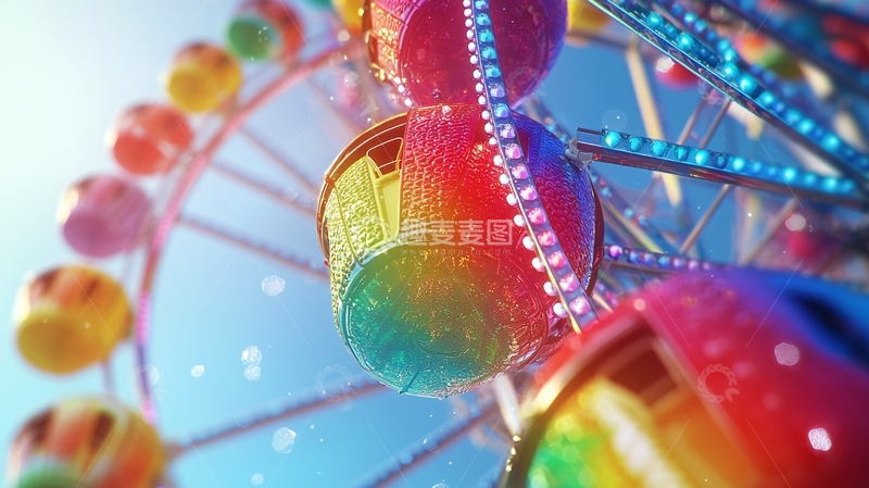 高清大图下载【趣麦麦图】彩色摩天轮特写