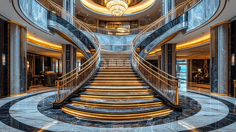 高清大图下载【趣麦麦图】豪华酒店双旋转楼梯