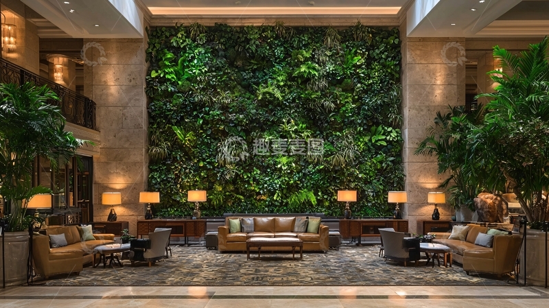 高清大图下载【趣麦麦图】豪华酒店大堂绿植墙