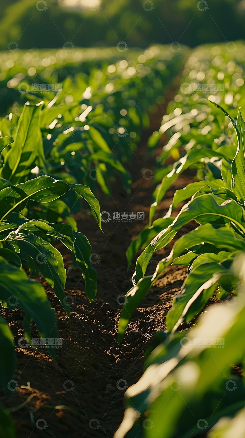 高清大图下载【趣麦麦图】阳光照射下的绿色植物田地