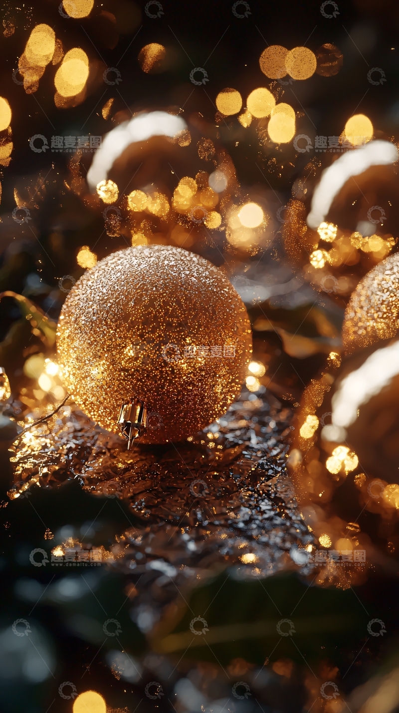 高清大图下载【趣麦麦图】金色圣诞球