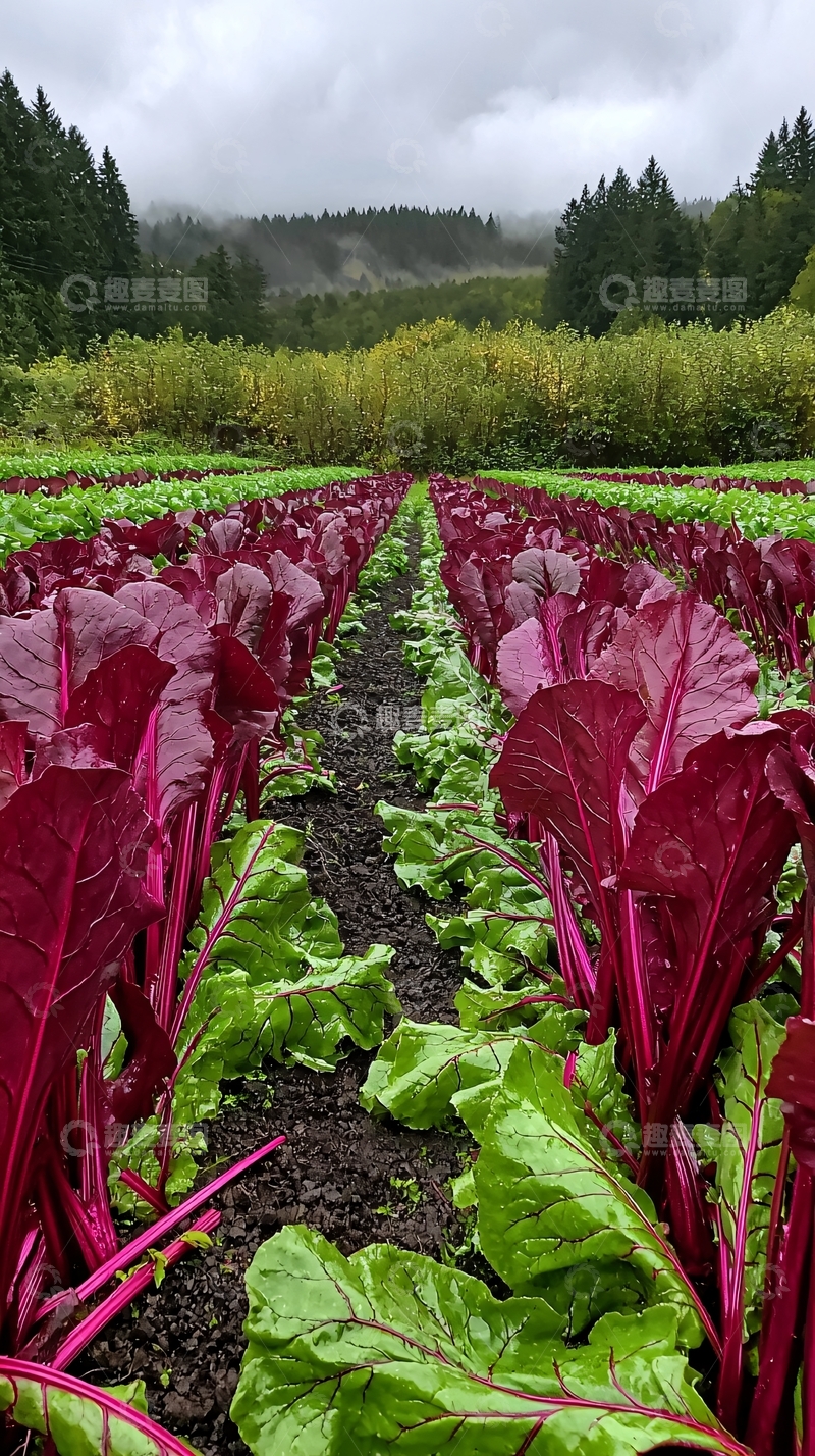 高清大图下载【趣麦麦图】雨后田园红叶甜菜